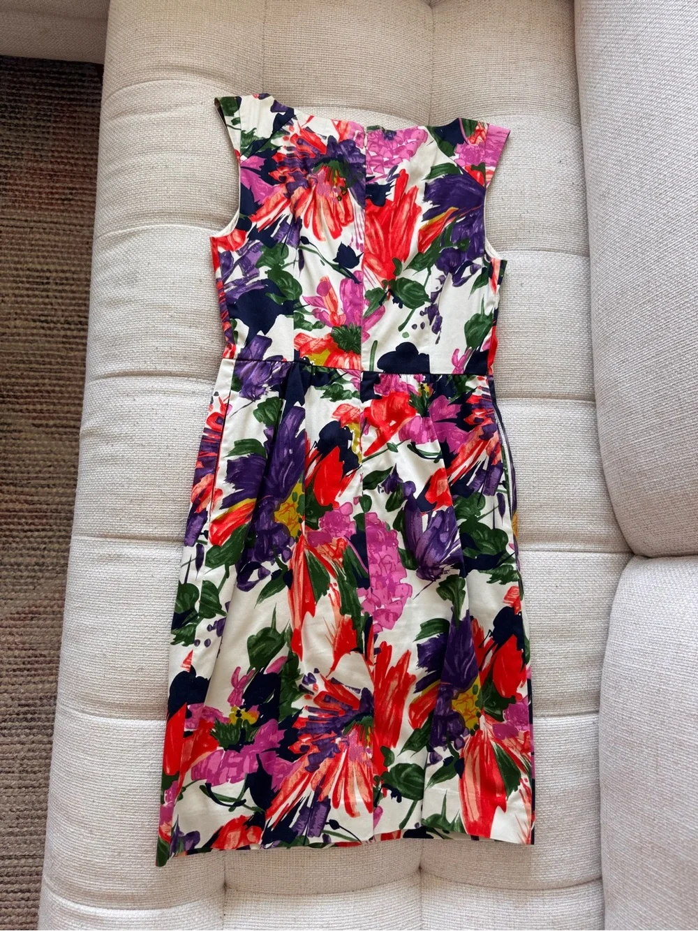 J. Crew Floral Sheath Dress in White with Red, Pink & Purple Blooms - size 0